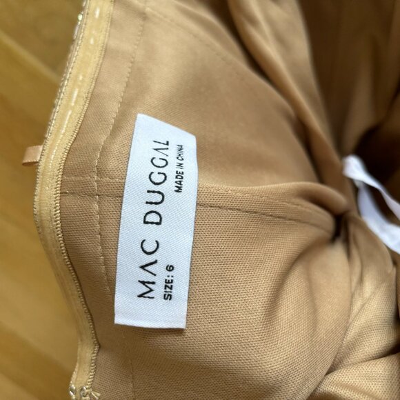 NWT | Mac Duggal Strapless Brocade Fit And Flare Midi Ivory Bronze Dress #20716 - Picture 6 of 7